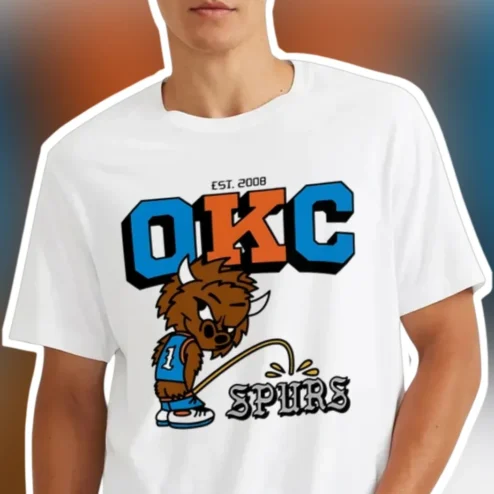 OKC Spurs Est. 2008 Vintage Mascot Graphic Tee Oklahoma City Basketball Fan Gift