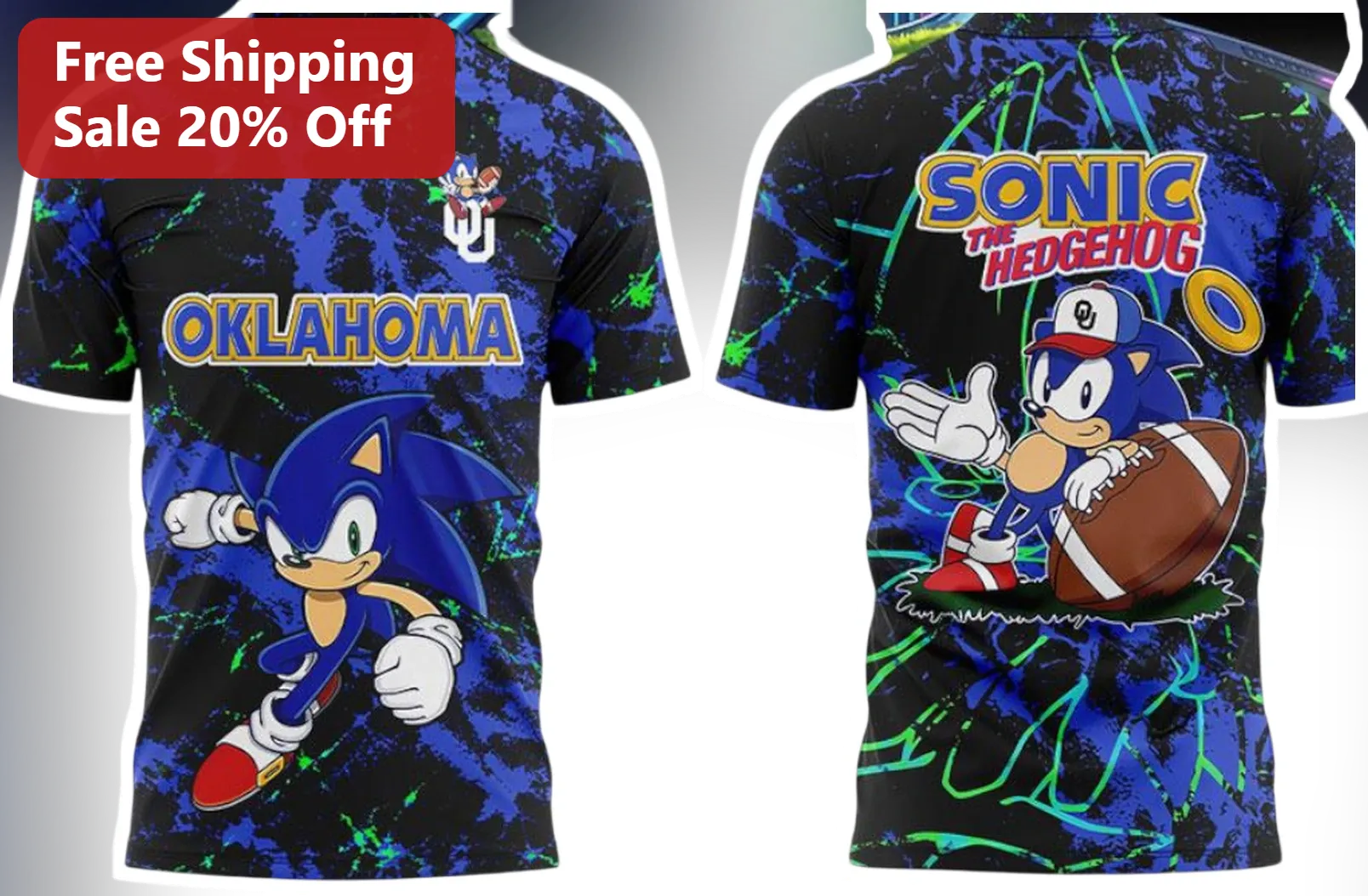 Oklahoma Sonic The Hedgehog Tee Sooners College Football Fan Shirt