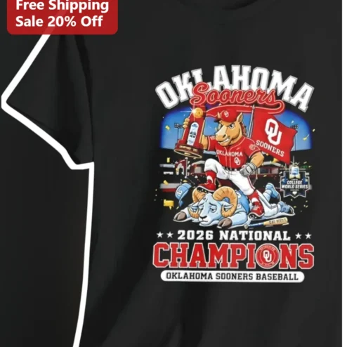 Oklahoma Sooners Baseball Tee 2026 National Champions College World Series Fan Gear