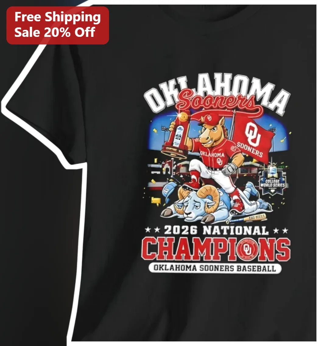 Oklahoma Sooners Baseball Tee 2026 National Champions College World Series Fan Gear