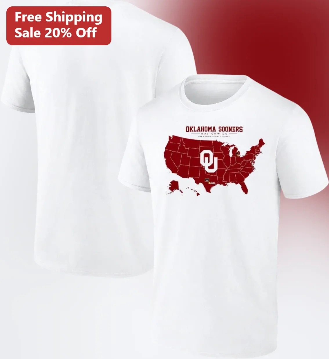 Oklahoma Sooners Nationwide Graphic Tee College Football Fan Apparel