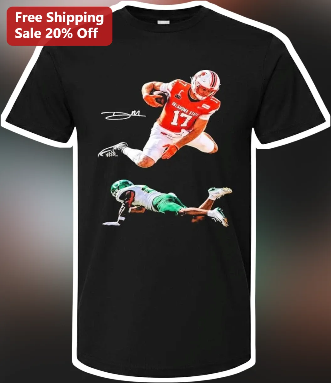 Oklahoma State Cowboys Dillon Gabriel Signature Action Shot Tee