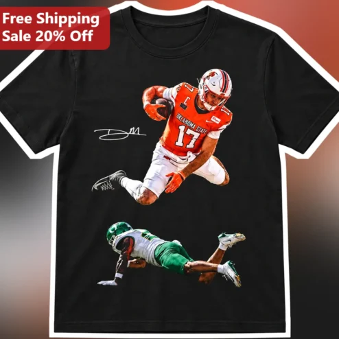 Oklahoma State Cowboys Dillon Gabriel Signature Football Player Action Tee