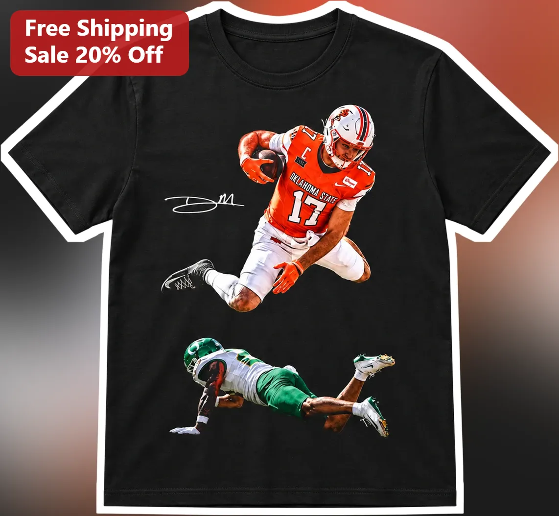 Oklahoma State Cowboys Dillon Gabriel Signature Football Player Action Tee