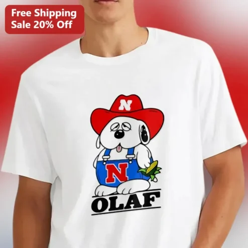 Olaf Tee Funny Cartoon Dog with Cowboy Hat and Corn Graphic T-Shirt for Men Women