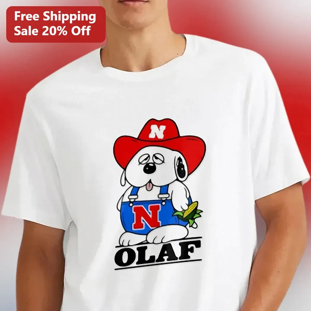 Olaf Tee Funny Cartoon Dog with Cowboy Hat and Corn Graphic T-Shirt for Men Women