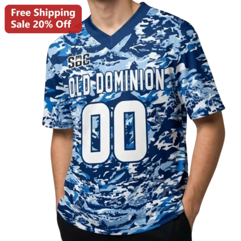 Old Dominion Monarchs V-Neck Tee Blue Digital Camo College Football Fan Gear