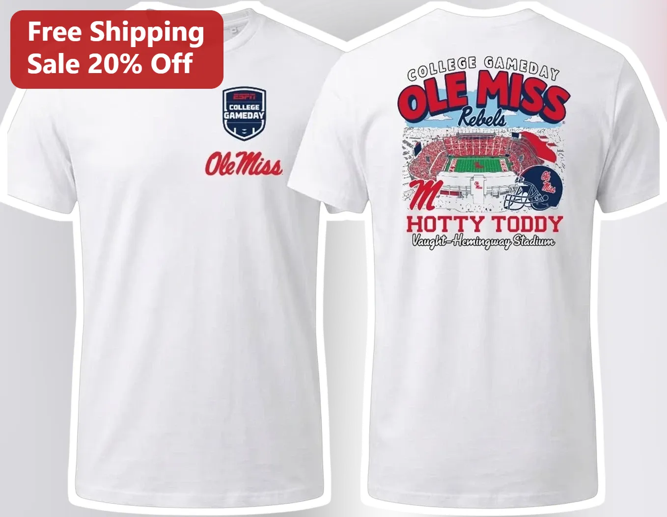 Ole Miss Rebels Hotty Toddy College GameDay Graphic Tee for Men Women available at our Chicago, Illinois warehouse