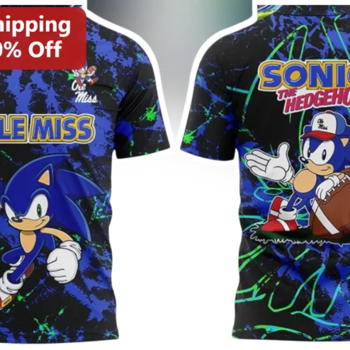 Ole Miss Sonic The Hedgehog Tee University of Mississippi Rebels Football Gamer Graphic Shirt