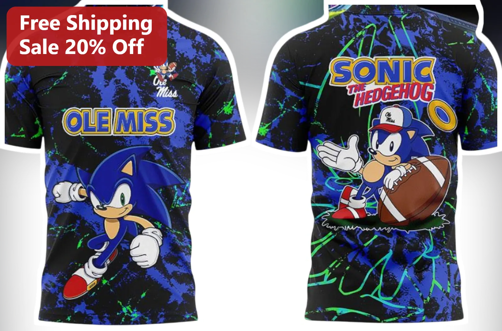 Ole Miss Sonic The Hedgehog Tee University of Mississippi Rebels Football Gamer Graphic Shirt