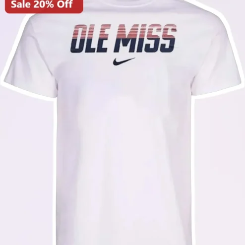 Ole Miss Tee University of Mississippi Rebels Fan Shirt White Cotton Graphic