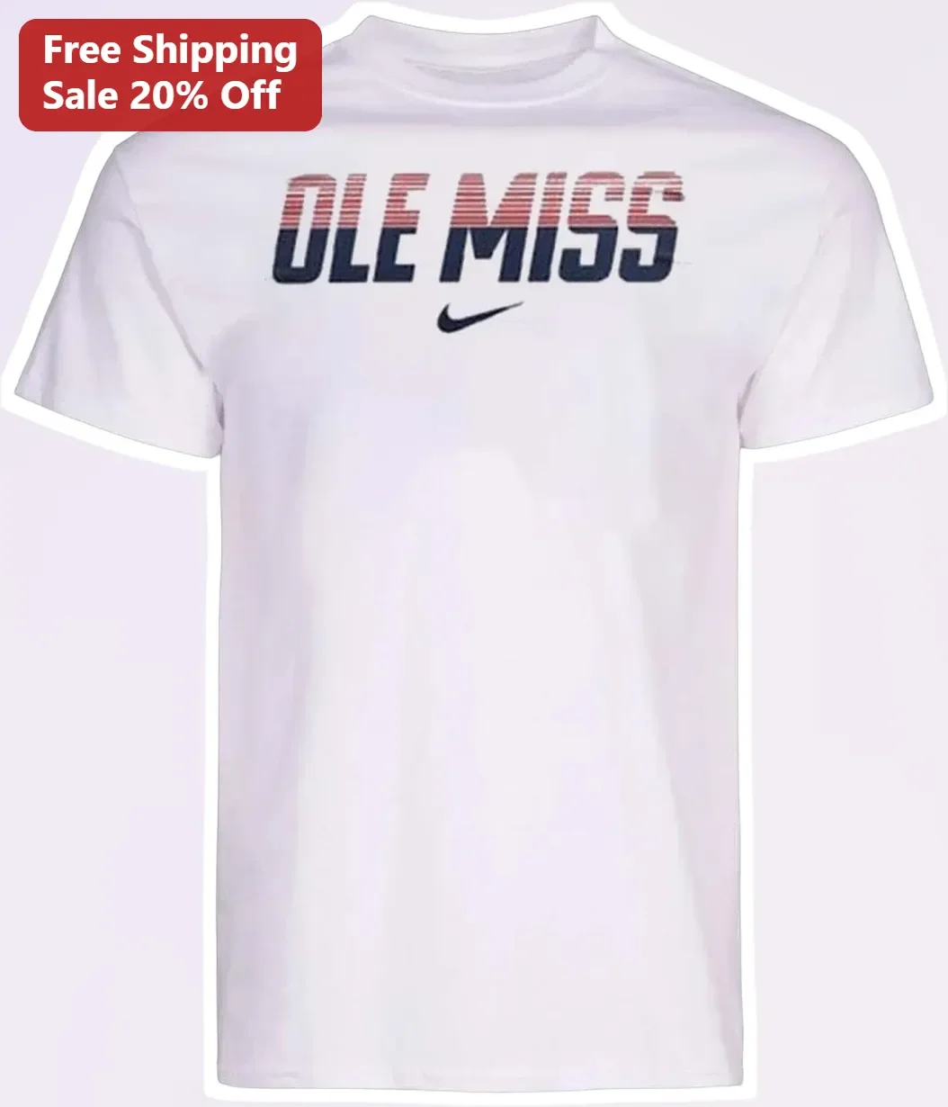 Ole Miss Tee University of Mississippi Rebels Fan Shirt White Cotton Graphic