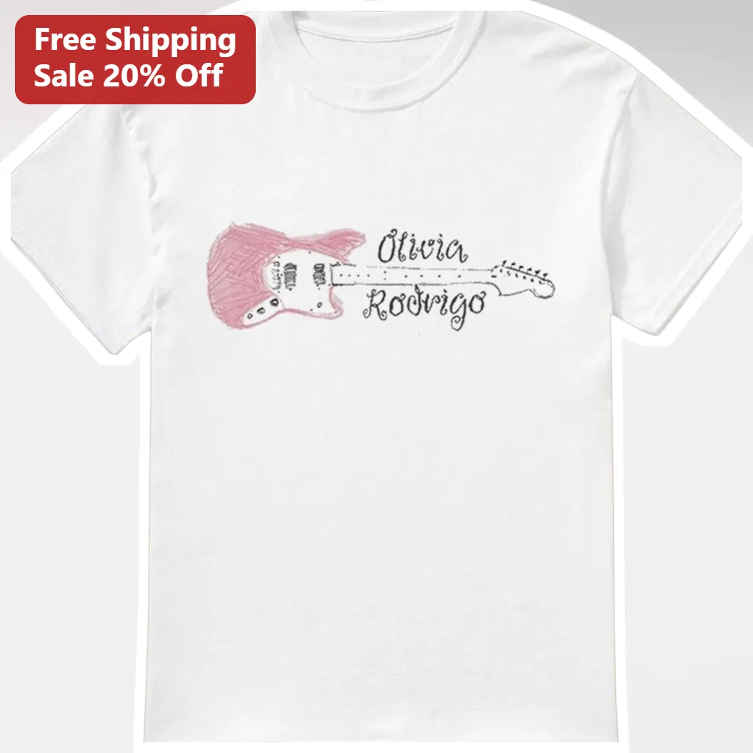 Olivia Rodrigo Guts Era Electric Guitar Sketch Graphic Tee for Women Gen Z Pop Fan Gift