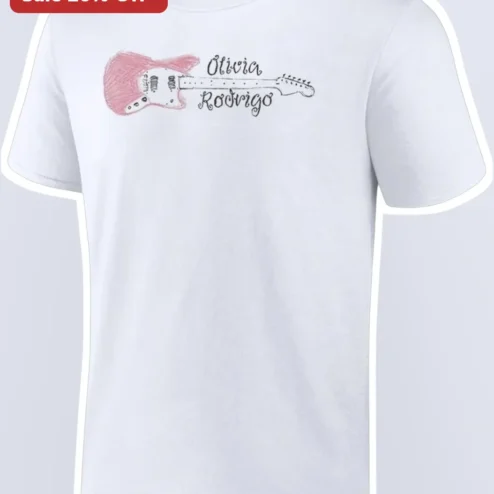 Olivia Rodrigo Guts Era Pink Sketch Guitar Tee Music Fan Gift