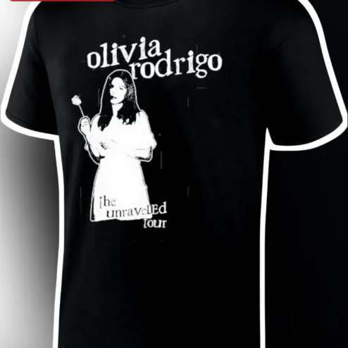 Olivia Rodrigo The Unravel Tour Tee Black Grunge Concert Merch Graphic Shirt