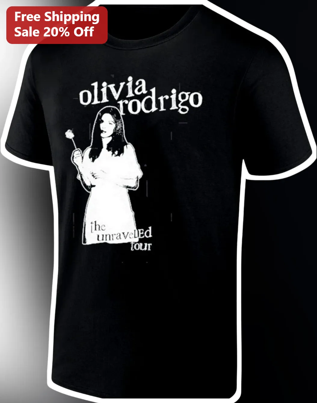 Olivia Rodrigo The Unravel Tour Tee Black Grunge Concert Merch Graphic Shirt