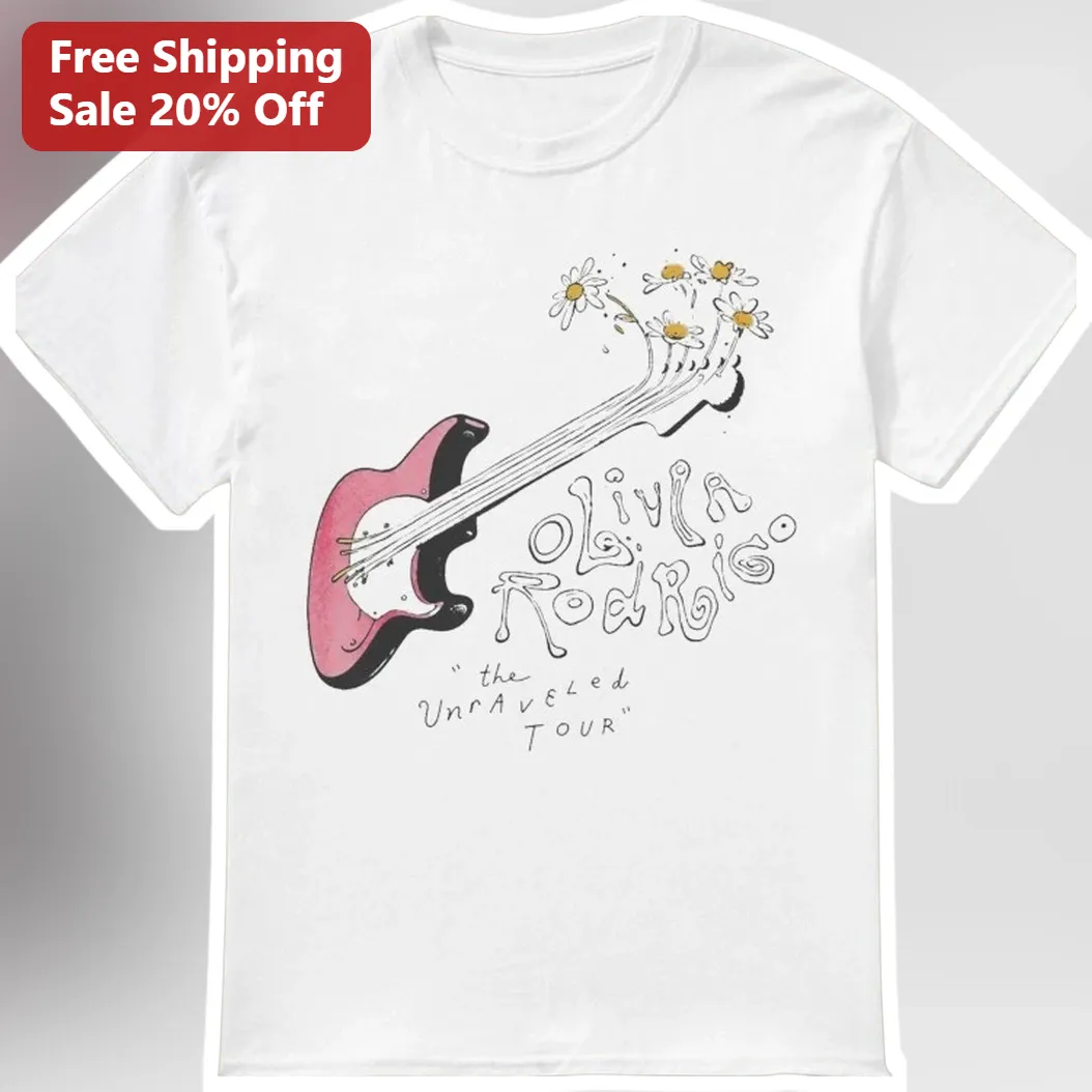 Olivia Rodrigo The Unraveled Tour Tee Guitar Daisy Graphic Shirt Pop Music Fan Gift
