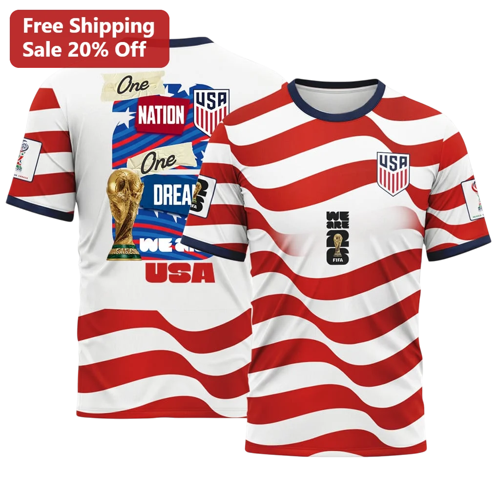 One Nation One Dream We Are USA 2026 Patriotic Soccer Fan Graphic Tee
