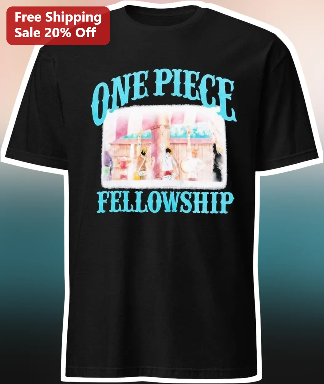 One Piece Fellowship Graphic Tee Vintage Anime Straw Hat Crew Shirt