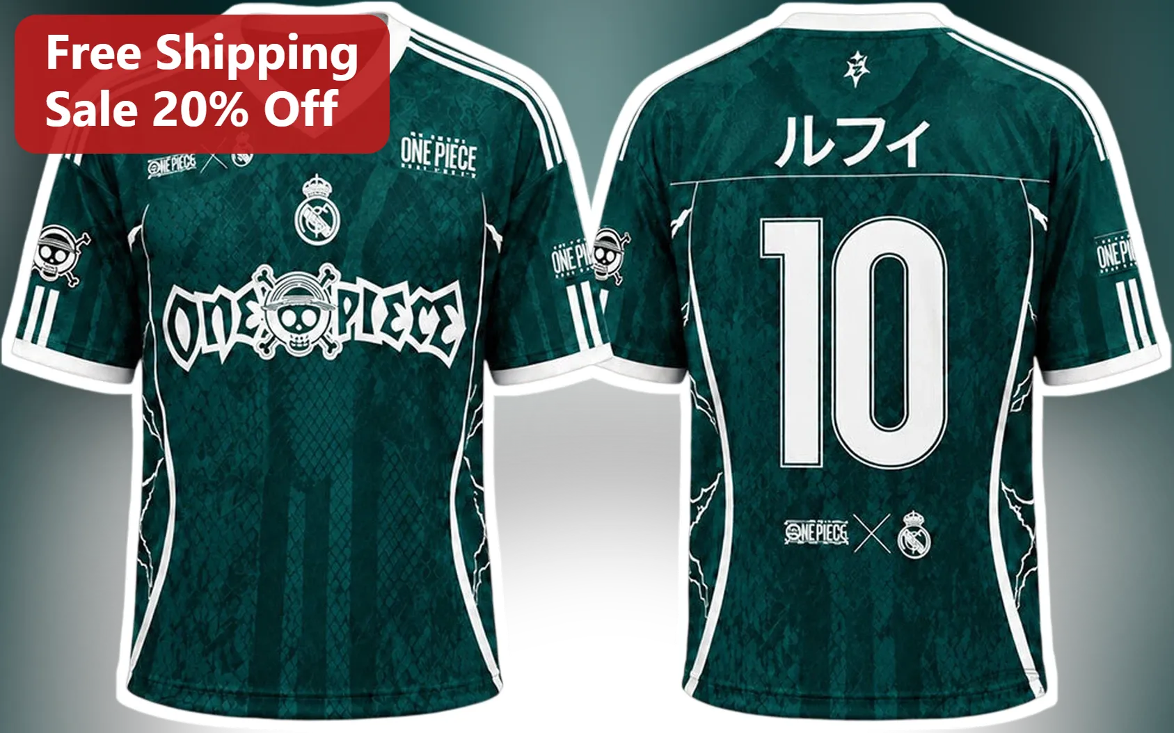 One Piece Monkey D Luffy Straw Hat Pirates Soccer Jersey Anime Sports Shirt