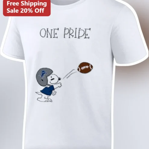 ONE PRIDE Snoopy Detroit Lions Football Fan Graphic Tee
