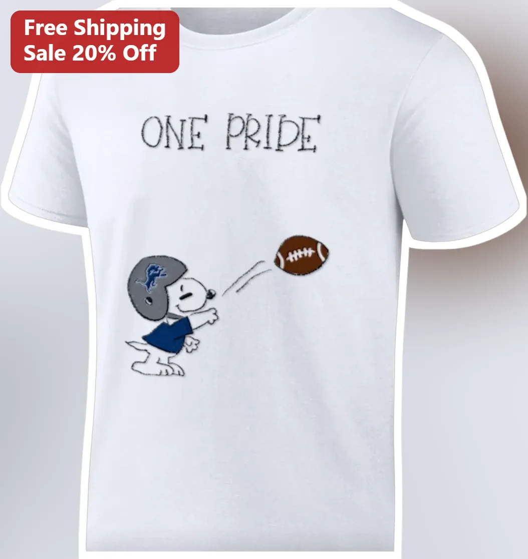 ONE PRIDE Snoopy Detroit Lions Football Fan Graphic Tee