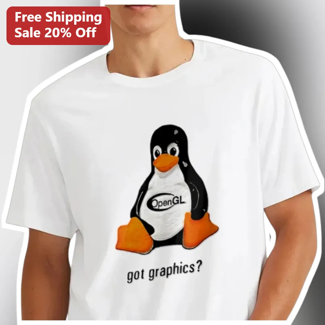 OpenGL Got Graphics? Tux Linux Penguin Graphic Tee for Programmers Developer Gift