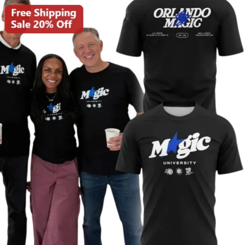 Orlando Magic University Tee NBA Basketball Fan Apparel Black Graphic Shirt