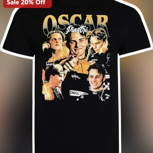 Oscar Piastri Tee McLaren Formula 1 Driver Vintage Collage Graphic Shirt for Men Women F1 Merch