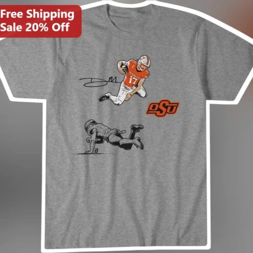 OSU Barry Sanders Vintage Football Player Graphic Tee Oklahoma State Cowboys College Fan Gift