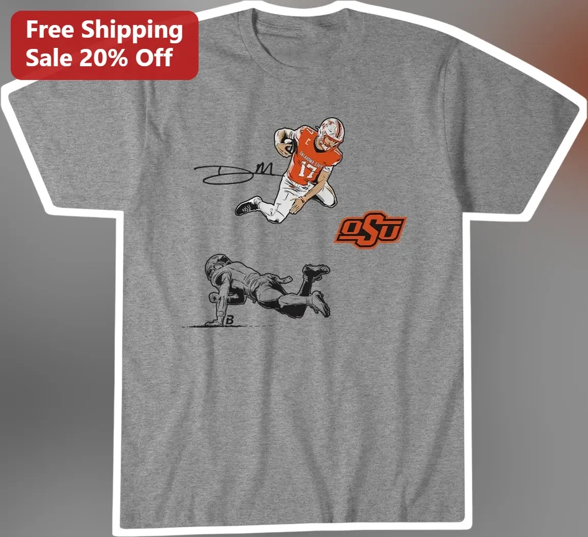 OSU Barry Sanders Vintage Football Player Graphic Tee Oklahoma State Cowboys College Fan Gift