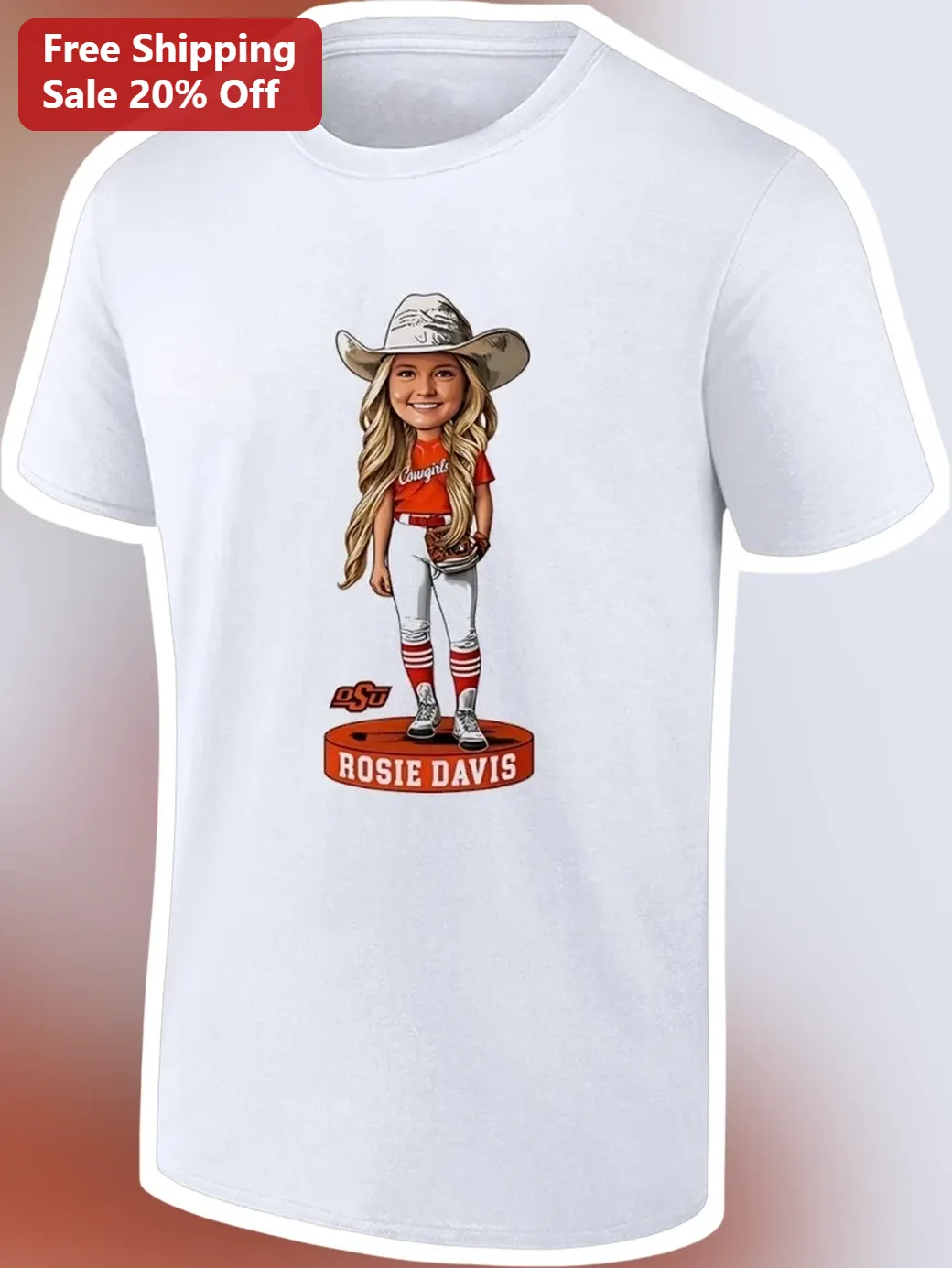 OSU Cowgirls Softball Bobblehead Graphic Tee Personalized Gift for Oklahoma State University Fans
