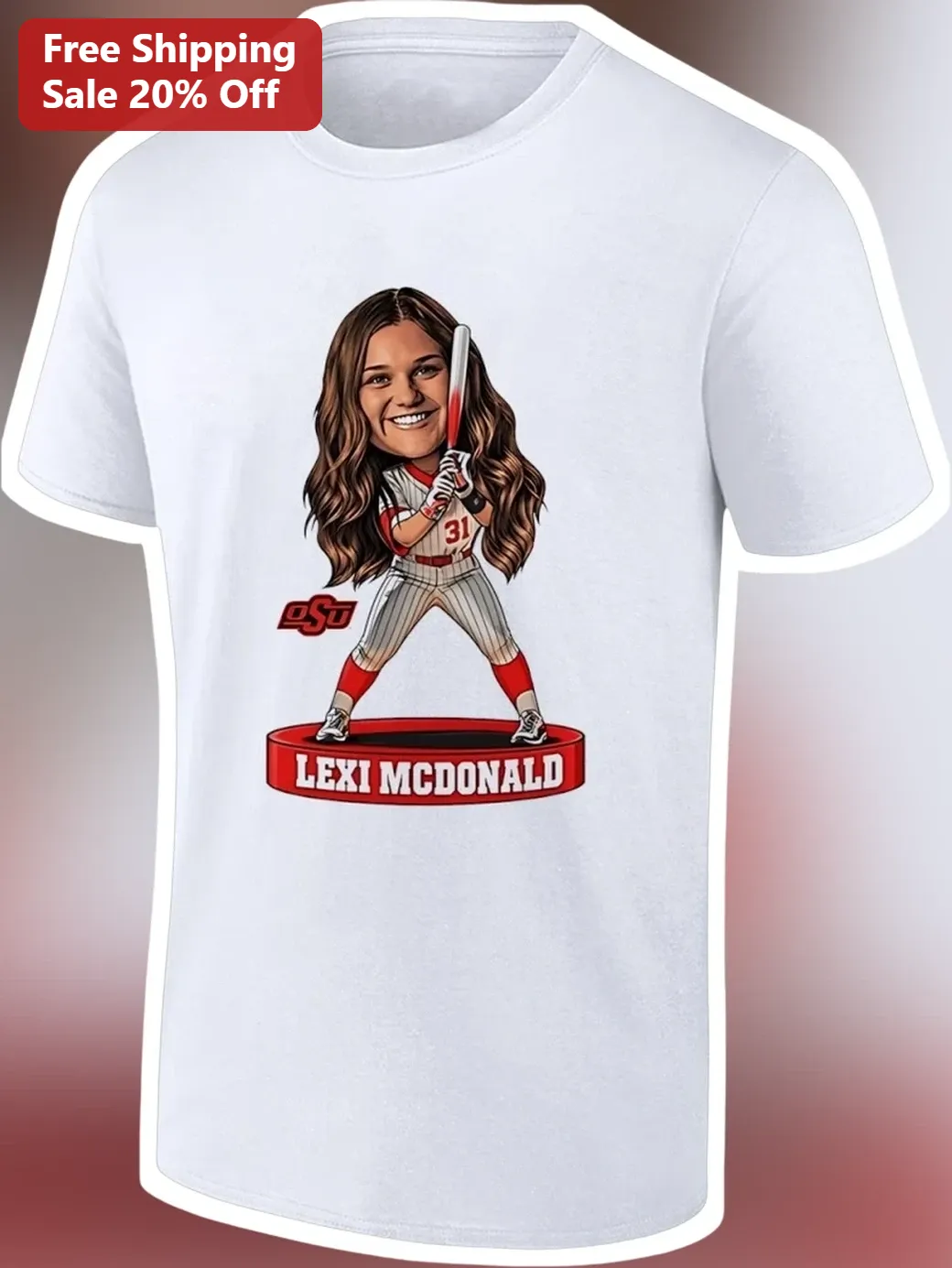 OSU Oklahoma State Softball Caricature Tee Personalized Player Name Gift