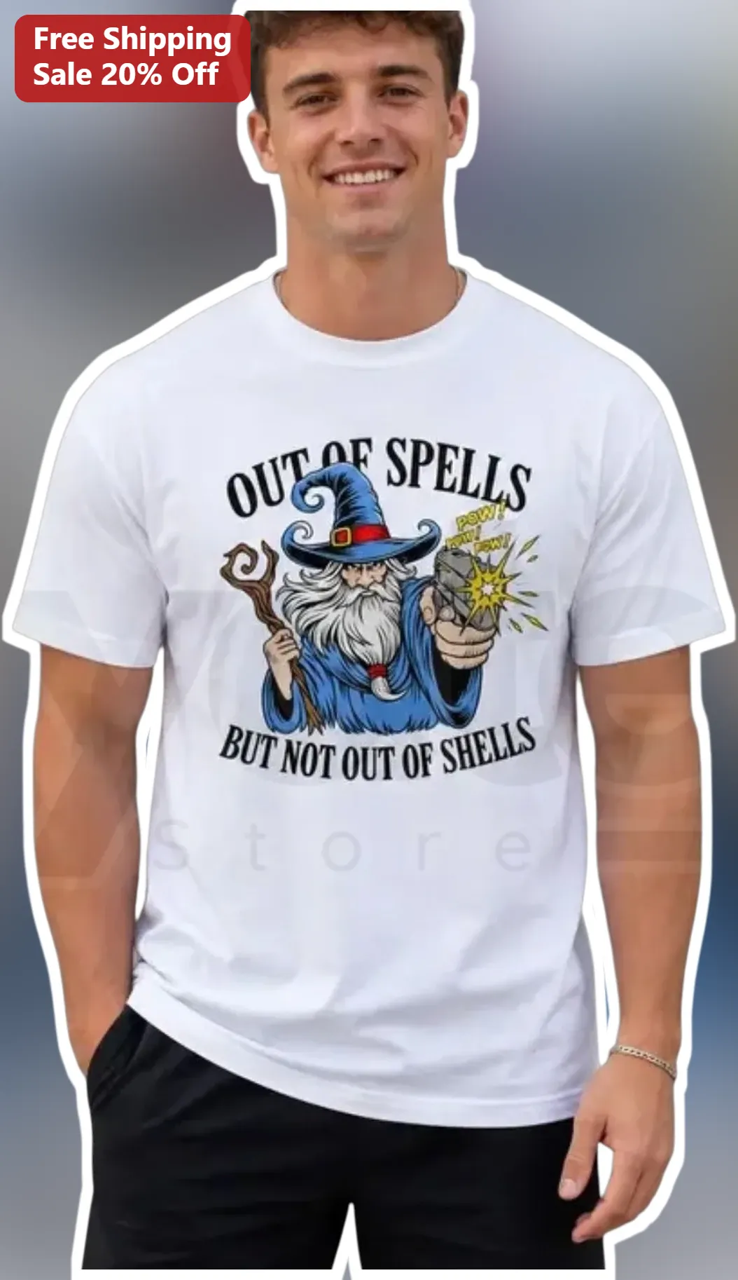 Out of Spells but Not Out of Shells Wizard Graphic Tee D&D Humor Gift for Gamers