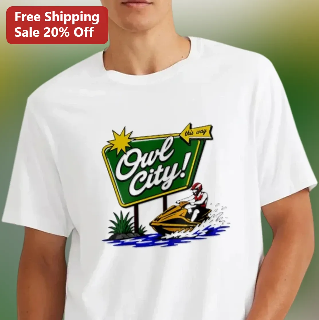Owl City This Way Tee Retro Road Sign Jet Ski Graphic Shirt Gift for Music Fans