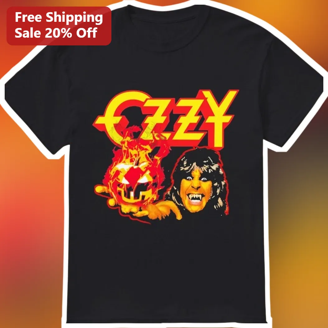 Ozzy Osbourne Halloween Pumpkin Graphic Tee Black Heavy Metal Rock Shirt