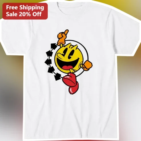 Pac-Man Graphic Tee Retro Arcade Character Shirt for Kids Gamers