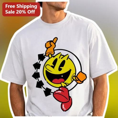 Pac-Man Retro Arcade Character Graphic Tee Funny Gaming Gift for Men Women