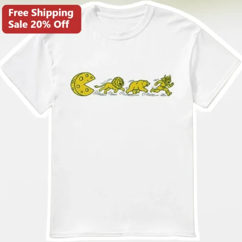 Pac-Man Tee Retro Arcade Cheese Wheel Parody Funny Gamer Shirt