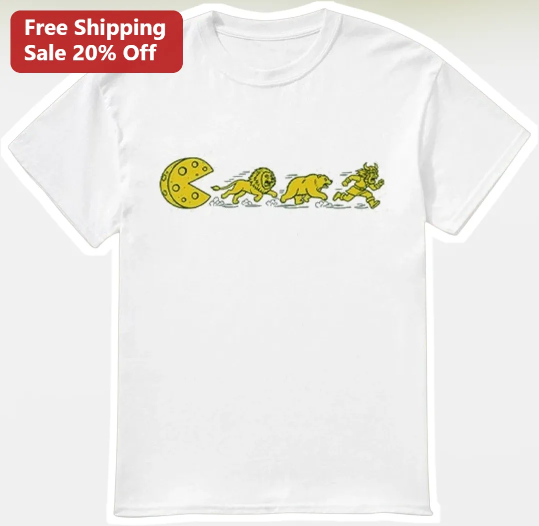 Pac-Man Tee Retro Arcade Cheese Wheel Parody Funny Gamer Shirt
