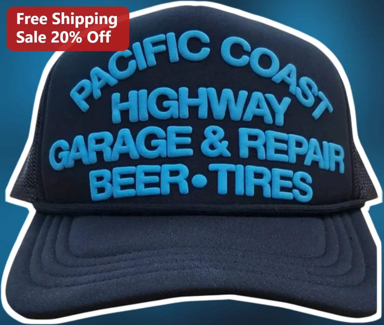 Pacific Coast Highway Garage Hat PCH Tires Beer Vintage Trucker Cap