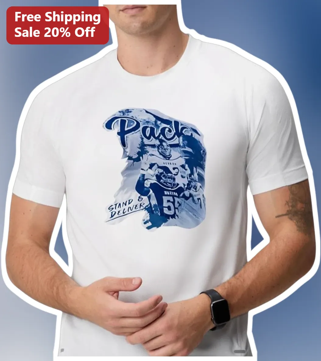 Pack Stand Deliver Nevada Wolf Pack Vintage Football Collage Graphic Tee