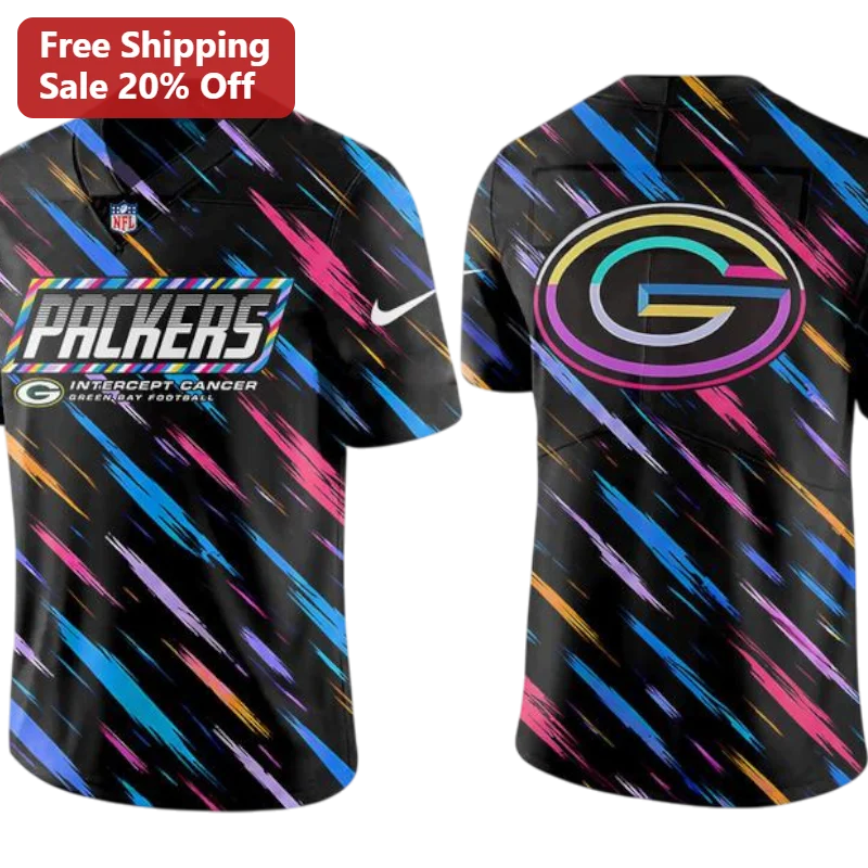 Packers Intercept Cancer Jersey Green Bay NFL Crucial Catch Awareness Football Shirt