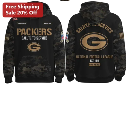 Packers Salute to Service Green Bay NFL Hoodie Military Appreciation Camo Gift