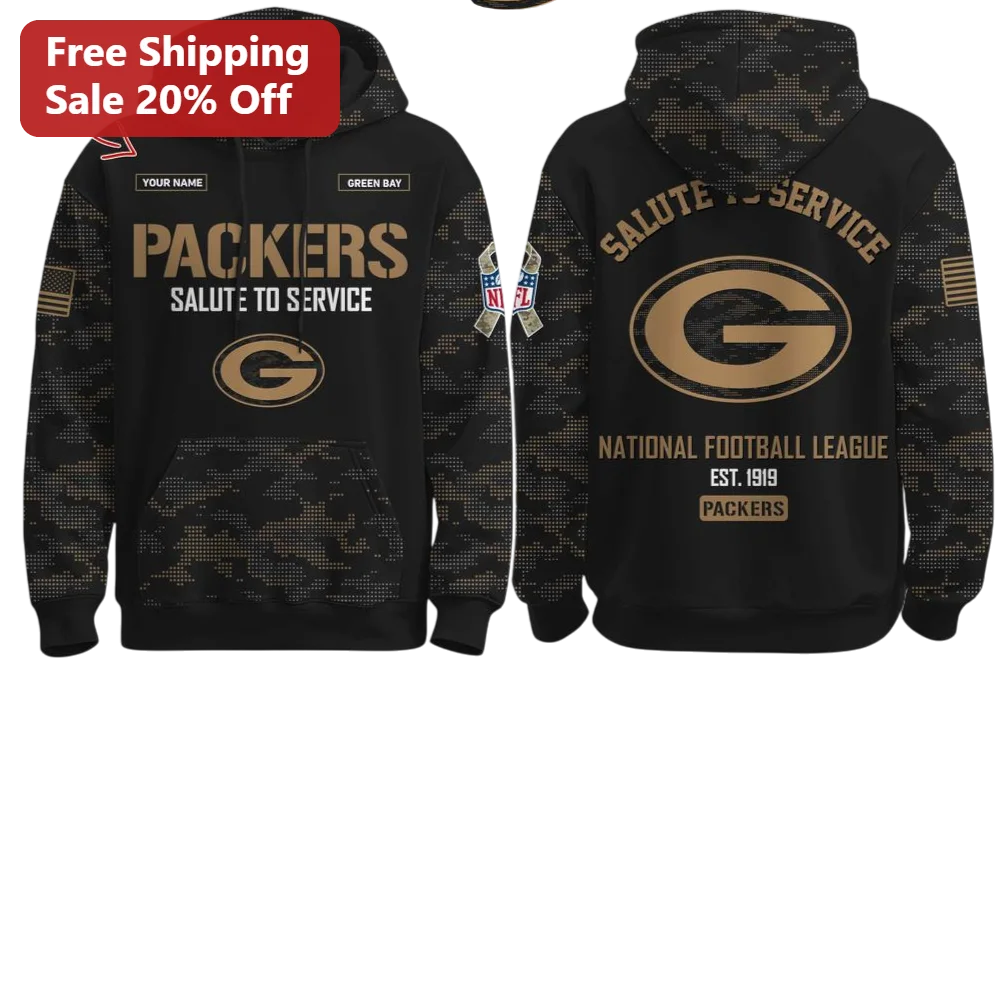 Packers Salute to Service Green Bay NFL Hoodie Military Appreciation Camo Gift