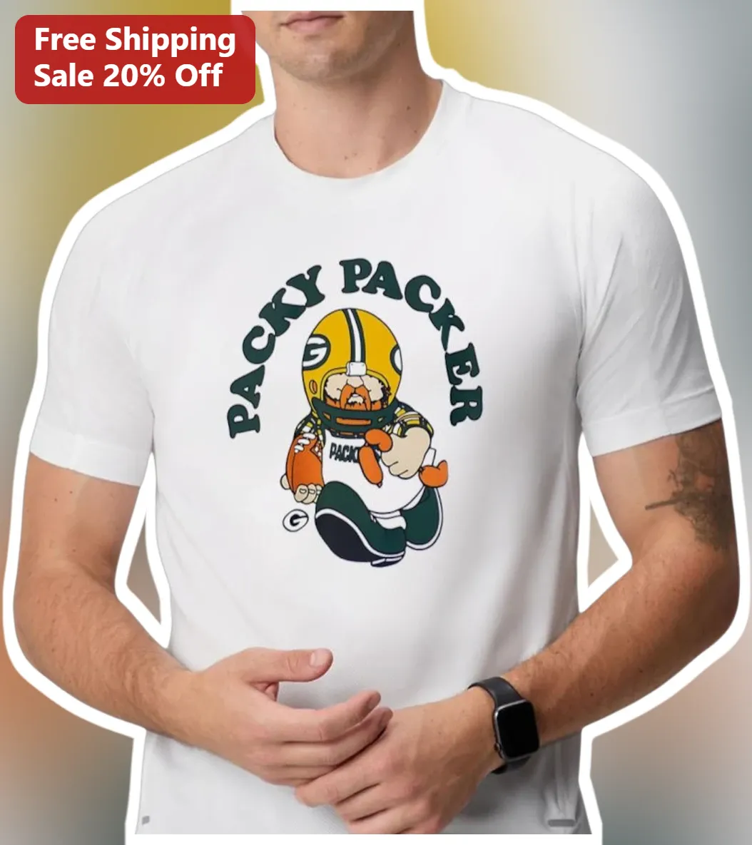 Packy Packer Green Bay Packers Fan Cartoon Graphic Tee Funny NFL Football Shirt Gift