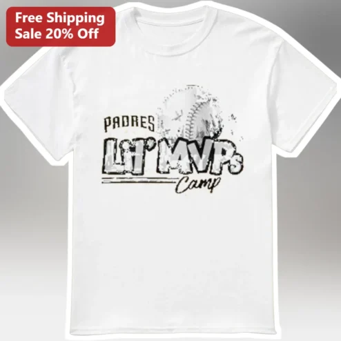 Padres Little MVPs Camp Tee Vintage Distressed Baseball Graphic Shirt for Youth Military Families