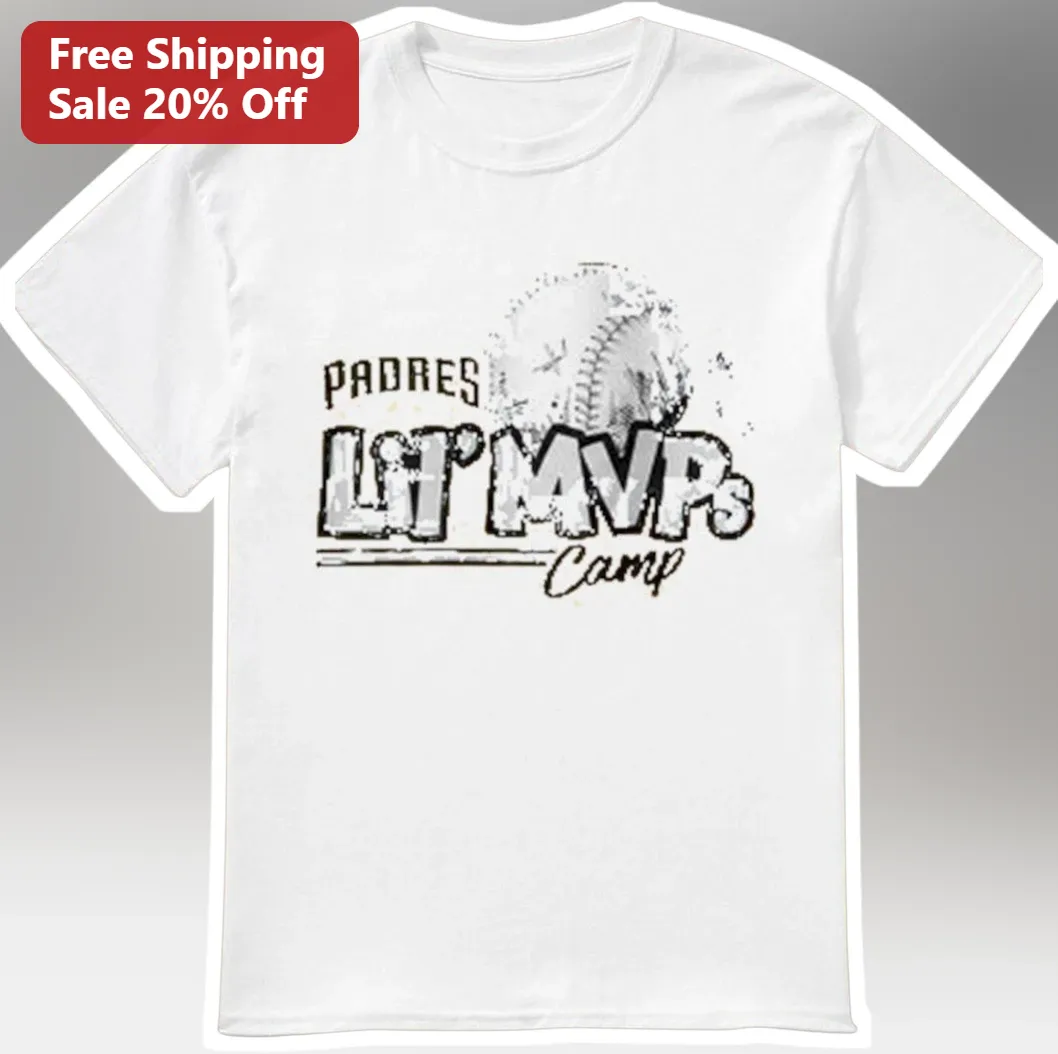Padres Little MVPs Camp Tee Vintage Distressed Baseball Graphic Shirt for Youth Military Families