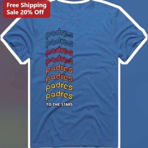 Padres To The Stars Retro Sunset Gradient Graphic Tee San Diego Padres Baseball Fan Gift