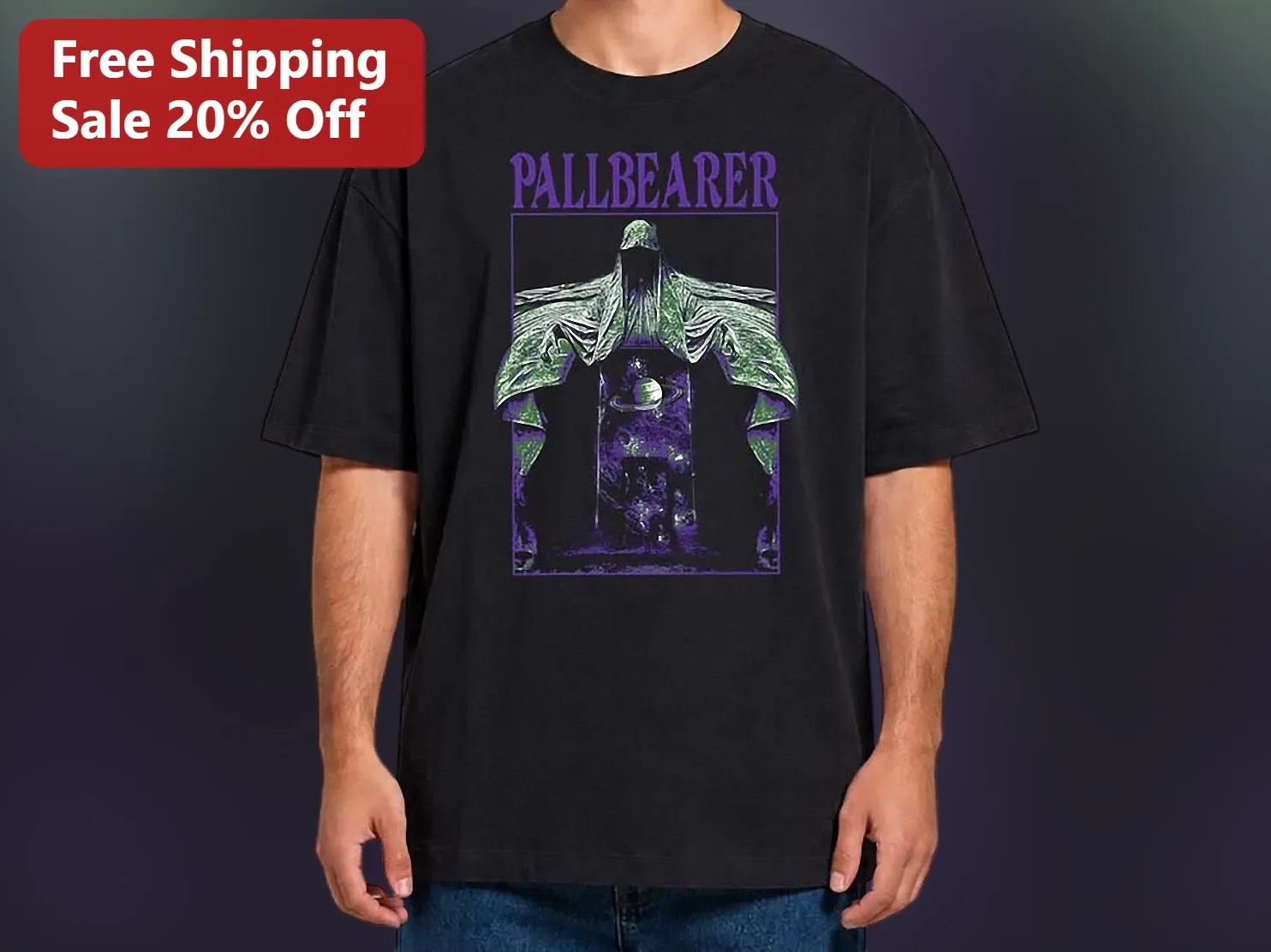 Pallbearer Doom Metal Band Graphic Tee Black Cosmic Reaper Shirt